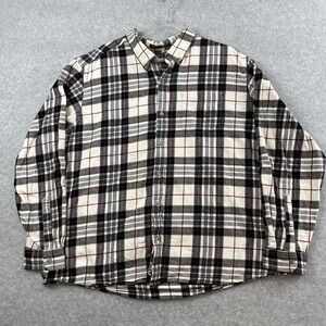 Eddie Bauer Flannel Shirt Men's 2XL Buffalo Check‎ Plaid Classic Fit Black Gray